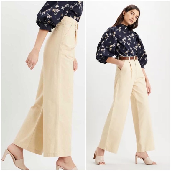 Levi’s Premium High Loose Pleated Twill Pant in Semolina Natural 29 x 32 - Picture 3 of 14